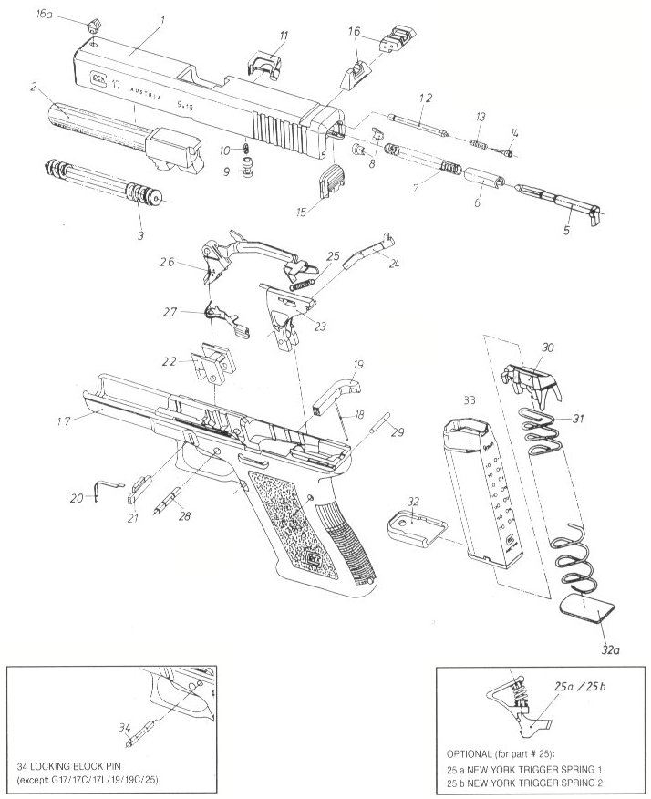 Technický nákres zbraně GLOCK 17